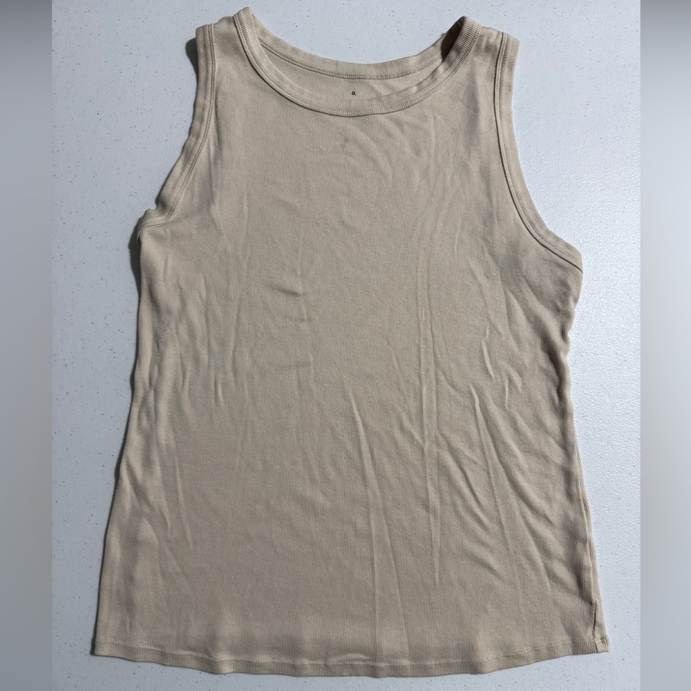 *FREE WITH BUNDLE* Women's Beige Cotton/Modal High-Neck Tank